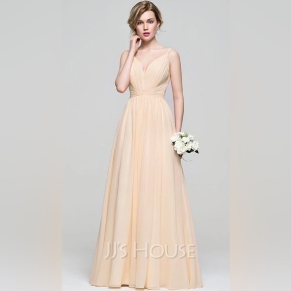 NEW AW bridal chiffon sleeveless taupe Wedding  prom floor length gown size 8-10